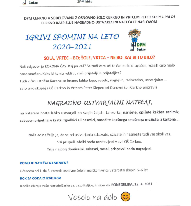 NAGRADNO USTVARJALNI NATEČAJ