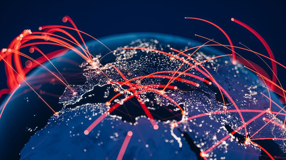 Global Communication Network (World Map Credits To NASA)